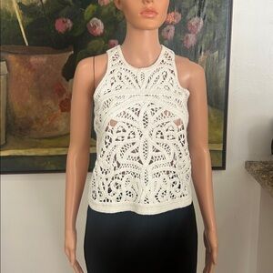 Maje white crotchet sleeveless top
